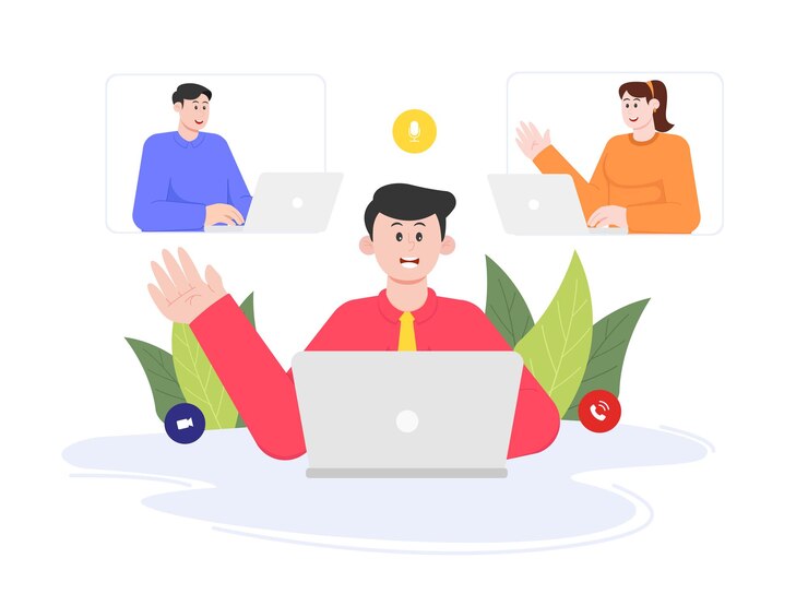 Comunicación de discusión a través de la ilustración de videollamadas