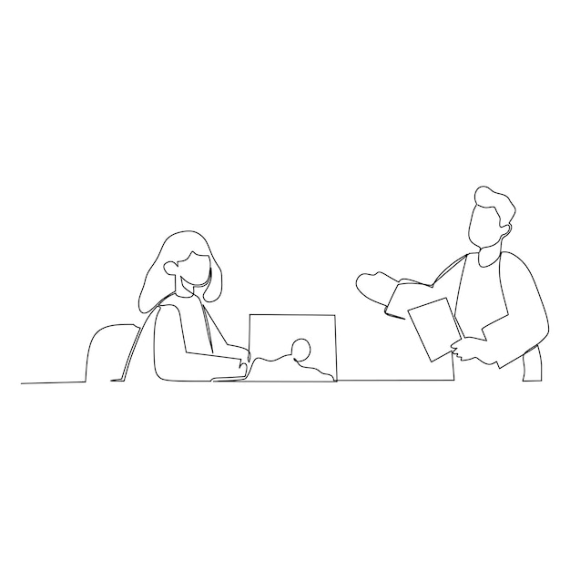 Comunicación efectiva en el concepto de negocio Ilustración vectorial de dibujo de líneas continuas simples