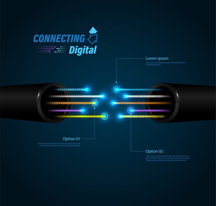 Vector comunicación empresarial de fibra óptica.