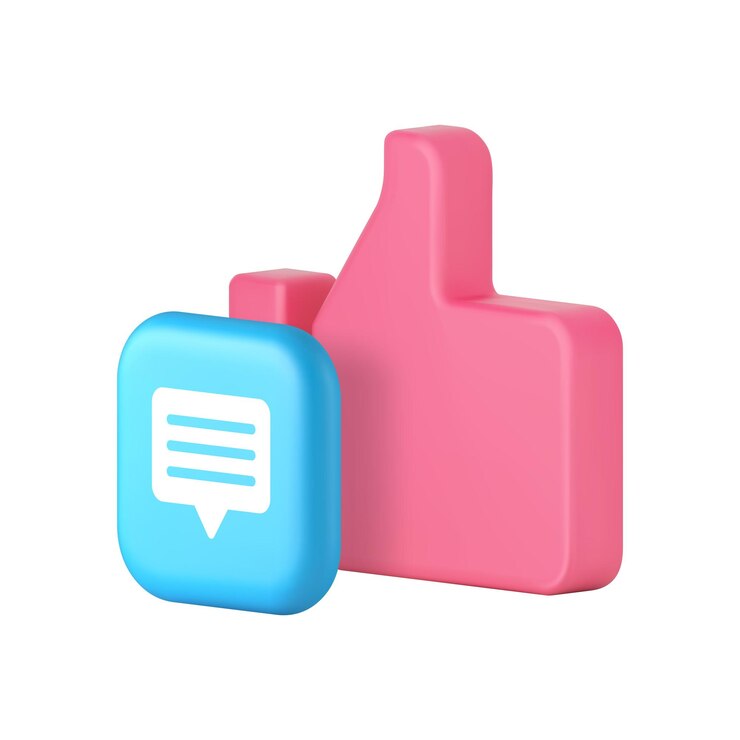 Vector comunicación en redes sociales como comentario seguir suscribirse icono 3d vector realista