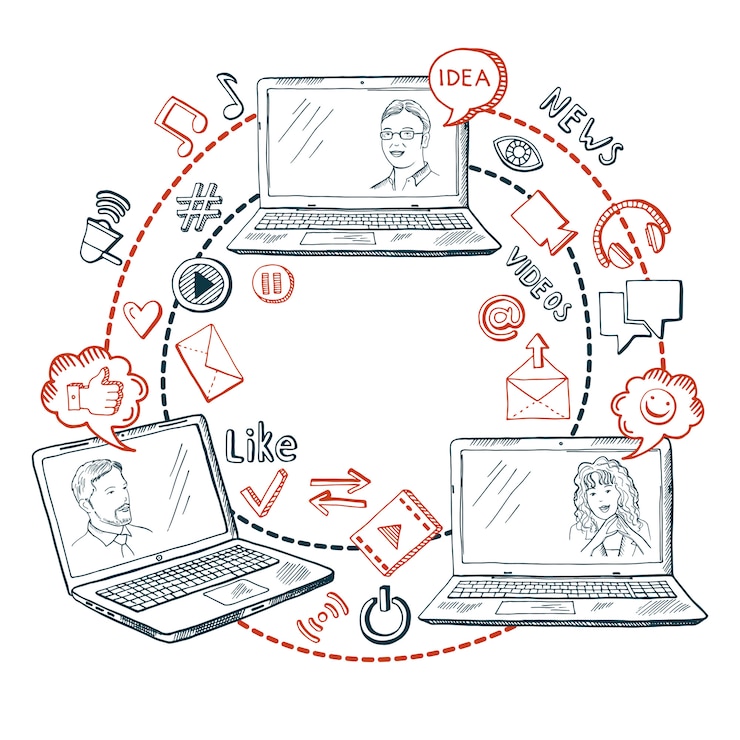 Vector comunicación de redes sociales