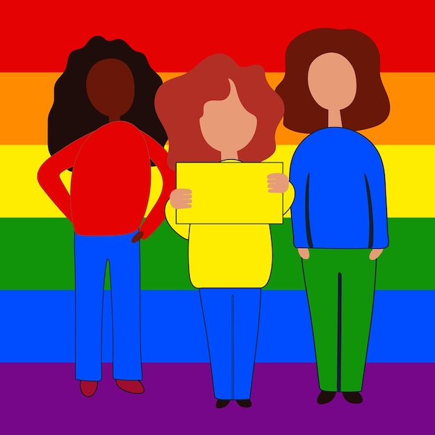 Vector comunidad lgbtq derechos humanos y tolerancia ilustración plana vectorial mes del orgullo