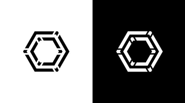 Vector comunidad con logotipo de flecha hexágono icono en blanco y negro estilo de ilustración plantillas de diseños