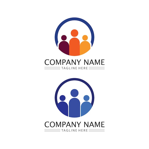Comunidad de personas, red de grupos de atención y plantilla de diseño de icono social