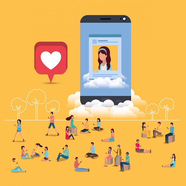 comunidad social con smartphone