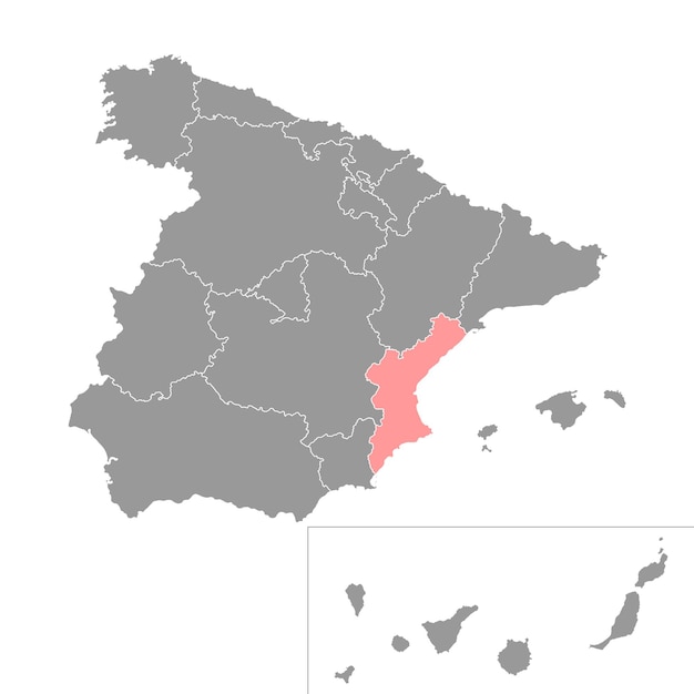 Comunidad Valenciana mapa España región Vector ilustración