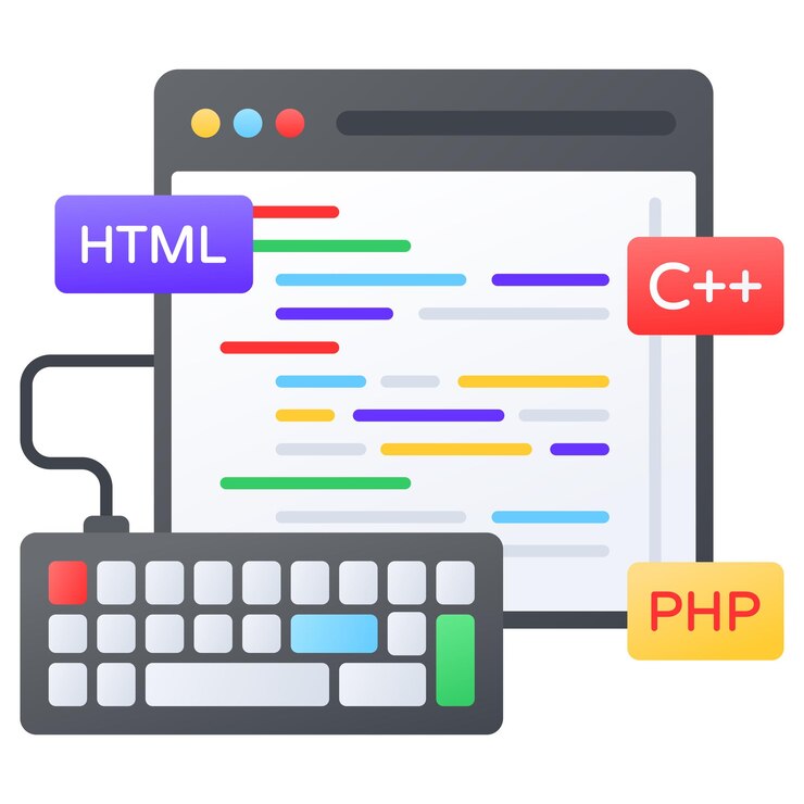 Vector concept editor ide basado en navegador código interpretado conectarse con diseño vectorial de teclado alojamiento web