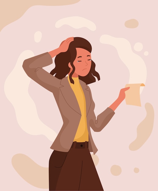Concept de mujer frustrada empleada triste con problemas psicológicos y fatiga del trabajo depresión
