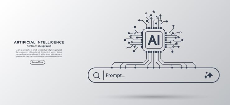 Vector concept of ai generate a prompt ai chip with circuit and generative bar artificial intelligence technology for digital content and automated data transformation vector