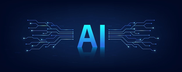 Concept of artificial intelligence AI abstract background futuristic Hitech style Technology concept design Machine learning and generate by chip Vector illustration for banner and web template