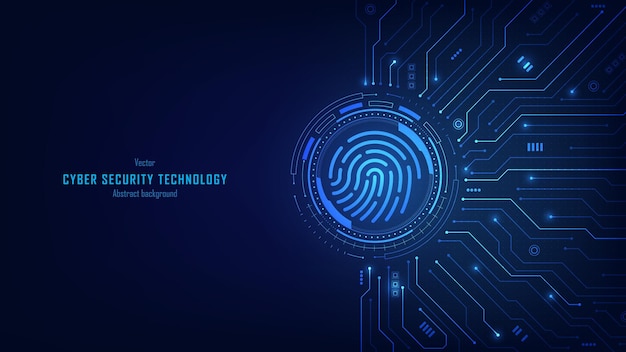 Concept of data privacy and security Fingerprints on a futuristic circuit background Fingerprint and biometric authentication for cybersecurity and passwords Data protection Vector illustration