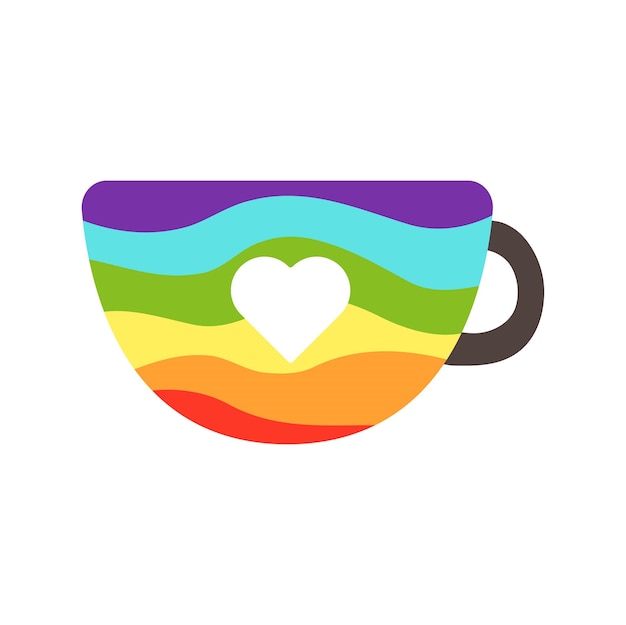 Concept Pride LGBT taza taza Esta ilustración de concepto plano presenta un vector de una taza colorida