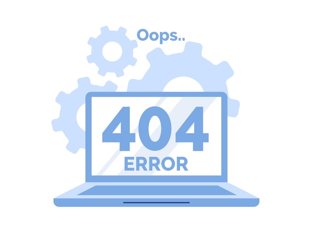 Concepto 404 Página de error o archivo no encontrado para la presentación del banner de la página web documentos de redes sociales tarjetas carteles Error de mantenimiento del sitio web página web en construcción Ilustración vectorial plana
