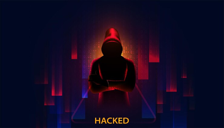 Vector el concepto abstracto de hacker roba información de las computadoras en la red en el mundo de internet