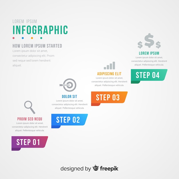 Vector concepto abstracto de pasos infográficos