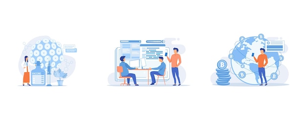 Concepto abstracto de vacunación contra el VPH, concepto abstracto de desarrollo de software del sistema, tecnología FinTech