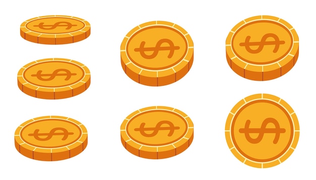 Concepto de acción de moneda de finanzas animadas de movimiento de moneda de metal dorado