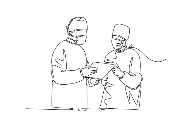 Concepto de actividad del hospital Diseño de dibujo de línea única Ilustración gráfica vectorial
