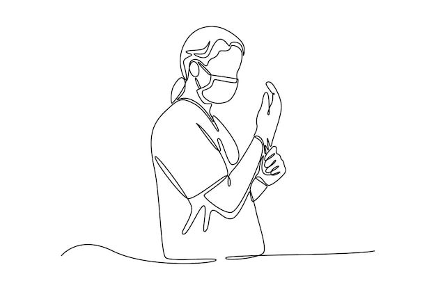 Concepto de actividad del hospital Diseño de dibujo de línea única Ilustración gráfica vectorial