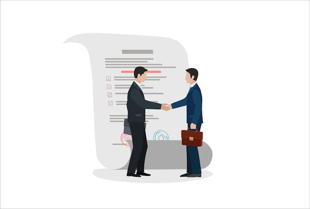 Concepto de acuerdo comercial contrato exitoso o acuerdo de negociación documento o colaboración