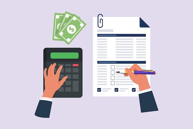 Concepto de administración financiera Ilustración vectorial plana de colores aislada