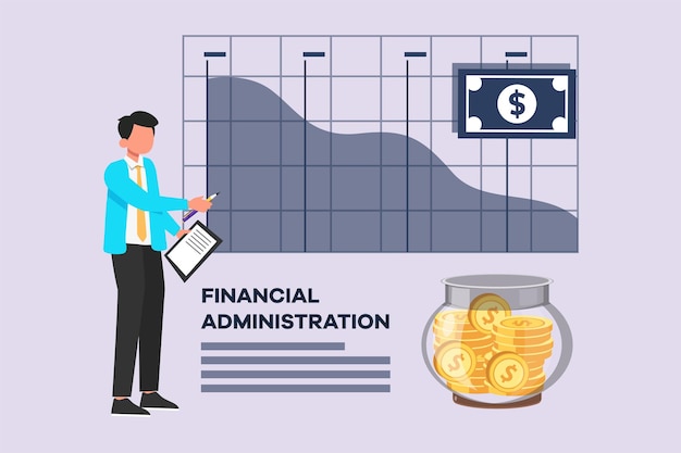 Concepto de administración financiera Ilustración vectorial plana de colores aislada