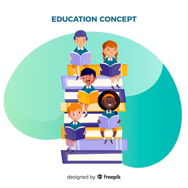 Concepto adorable de educación con diseño plano