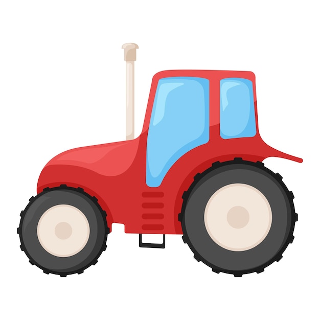 Concepto agricultura tractor cosecha cultivo grano icono, granja moderna agrimotor técnica dibujos animados vector ilustración, aislado en blanco. Maquinaria profesional de equipo pesado.