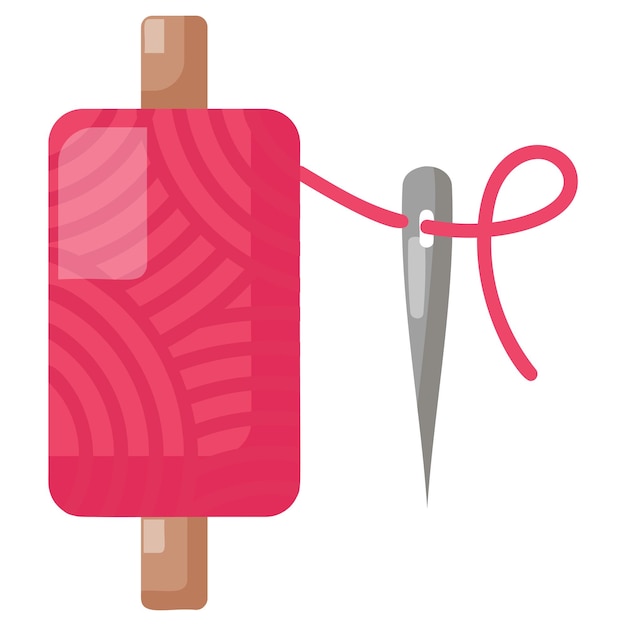 Concepto de aguja de coser y bobina de hilo para colchas herramientas de artesanía de algodón diseño vectorial a medida