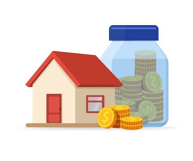 Concepto de ahorrar dinero para comprar una casa ilustración vectorial ilustración de acciones