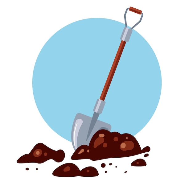 Concepto aislado de excavación de tierra con pala Ilustración gráfica de diseño vectorial