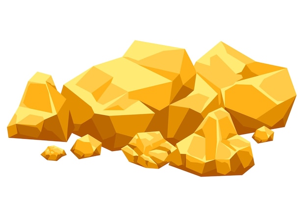 Vector concepto aislado del tesoro de la pila de oro del juego de roca de piedra de la mina de oro