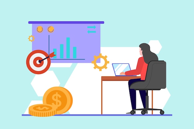 Concepto de alfabetización financiera Ilustración vectorial plana de colores aislada