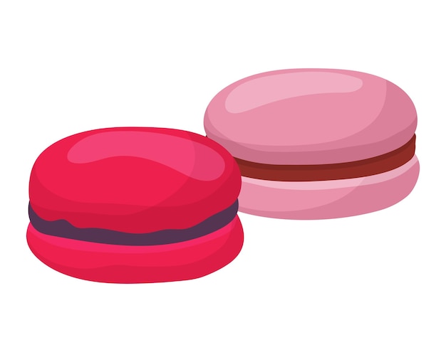 Concepto alimento europeo icono de macarrón harina producto de confitería galleta vector plano
