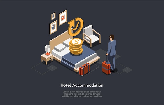 Concepto de alojamiento en hotel. Empresario Check In O Check Out En Un Hotel.