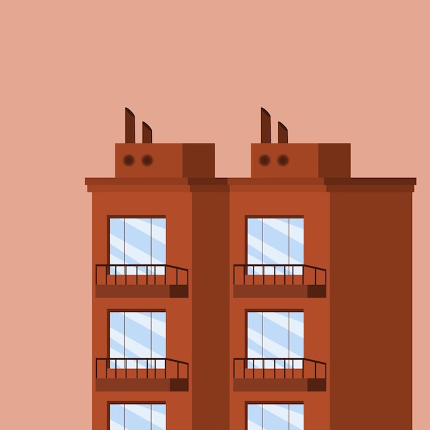Concepto de alquiler de bienes raíces. Ilustración de vector de fila de modernos edificios de apartamentos de gran altura.