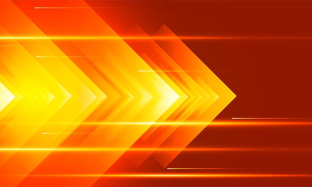 Concepto de alta velocidad naranja Flecha hacia arriba Fondo de tecnología de luz Concepto de comunicación de alta tecnología diseño de vectores de fondo de innovación