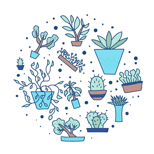 Concepto de amante de las plantas de la casa Flor vectorial dibujada a mano