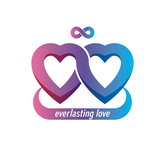 Concepto de amor infinito, símbolo vectorial creado con signo de bucle infinito y corazón.