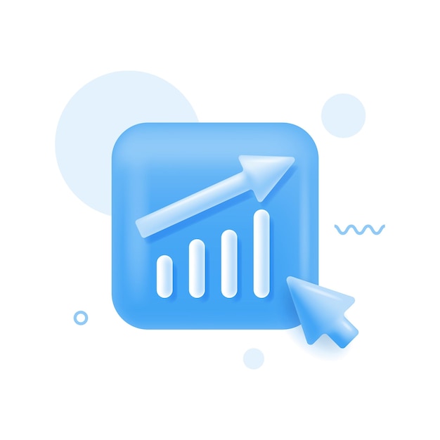 Concepto de análisis de datos 3d Gráfico de barras crecientes con flecha ascendente Pasos de crecimiento estadísticas de éxito financiero Vector moderno y moderno en estilo 3d para diseño web