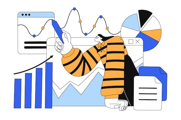 Concepto de análisis de datos dibujado a mano
