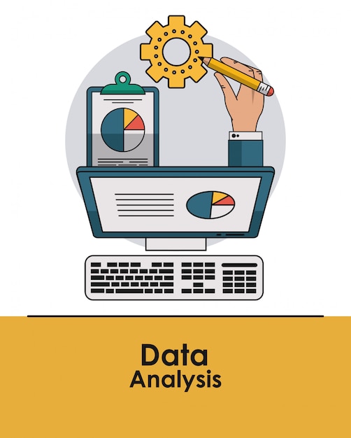 Vector concepto de análisis de datos con elementos