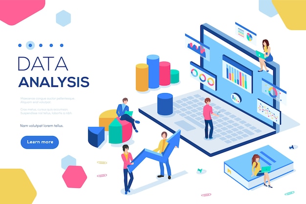 Concepto de análisis de datos con ilustración de personajes