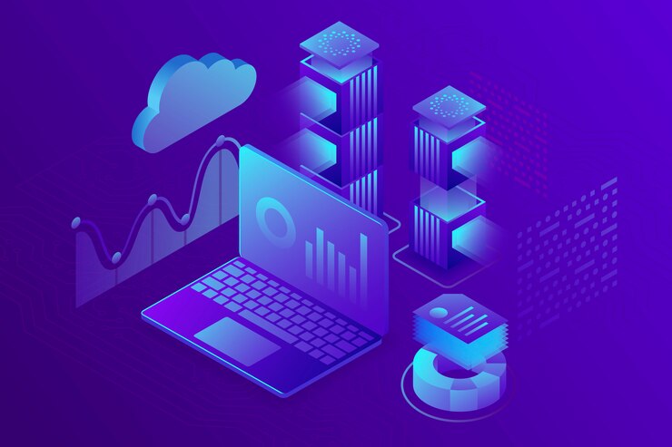 Vector concepto de análisis empresarial, estrategia de datos financieros gráficos o diagramas. isométrica