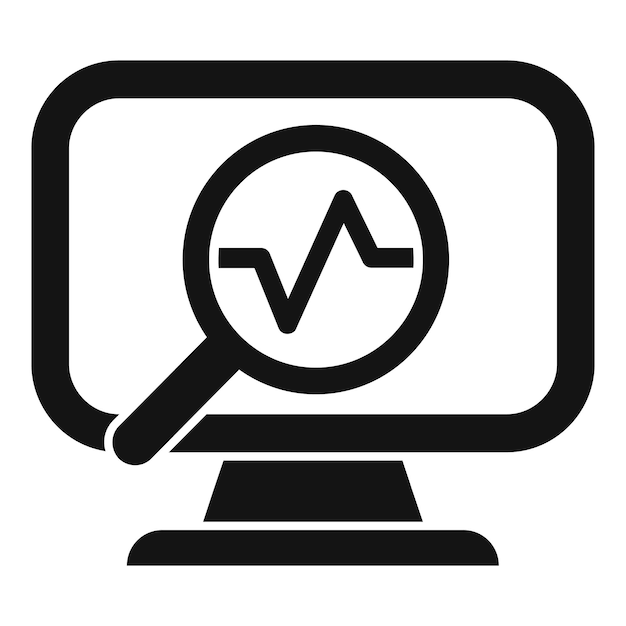 Concepto de análisis con lupa y gráfico en pantalla