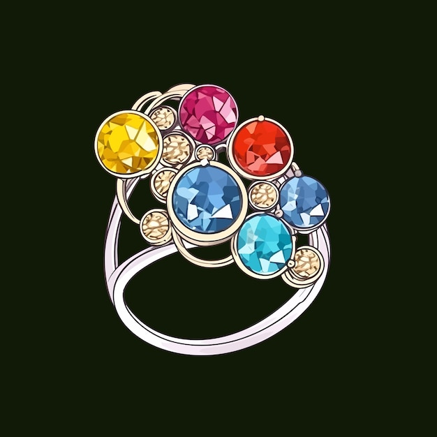 Vector concepto de anillo tachonado de diamantes de inspiración celestial de starry nights