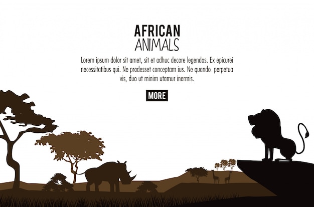 Vector concepto de animales africanos