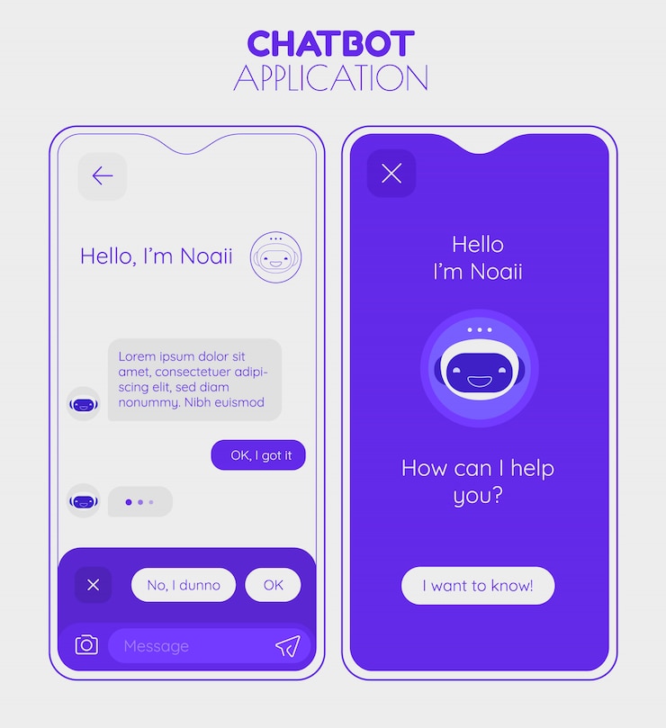 Vector concepto de aplicación móvil chatbot. ilustración de vector de diseño plano de moda