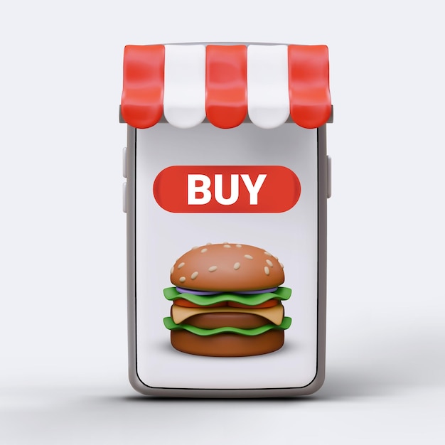 Concepto de aplicación para pedir hamburguesas en línea Smartphone realista