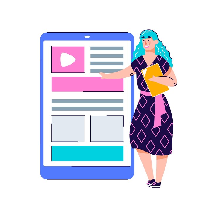 Vector concepto de aplicación de redacción publicitaria o creación de contenido